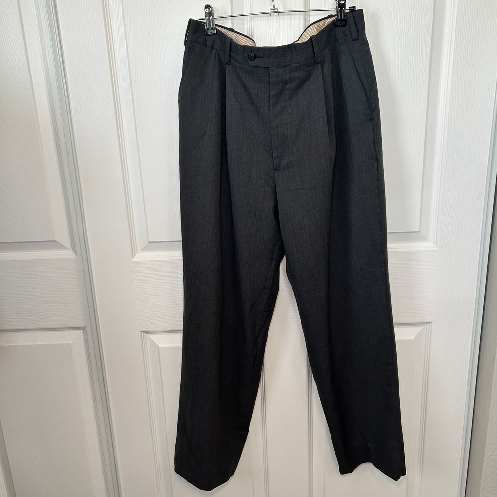 JB Britches Dress Pants Trousers Winston Italian Worsted Wool Grey Men's‎ 33S
